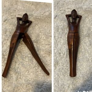 Hawaii Vintage Hand Carved Wooden Nude Woman Lady Nutcracker Folk Art Carving